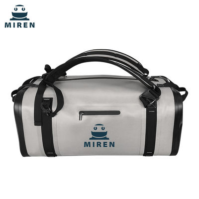 Bolsa mochila material TPU 50L à prova d'água cinza claro para viagens ao ar livre