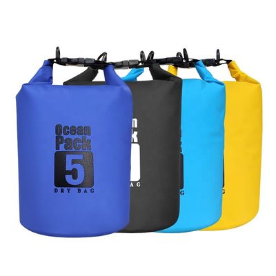 Saco seco à prova d'água azul preto amarelo PVC para aventuras ao ar livre OEM