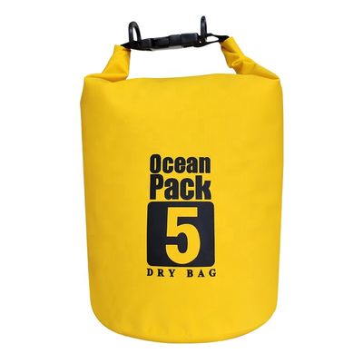 Saco seco à prova d'água azul preto amarelo PVC para aventuras ao ar livre OEM