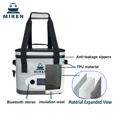 Bolsa de frio personalizável de 14L com áudio Bluetooth.