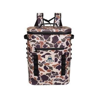 Saco refrigerador de lata TPU 36 ao ar livre, mochila refrigerador de camuflagem para caminhadas de acampamento